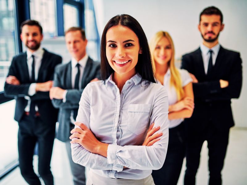 group of professionals smiling